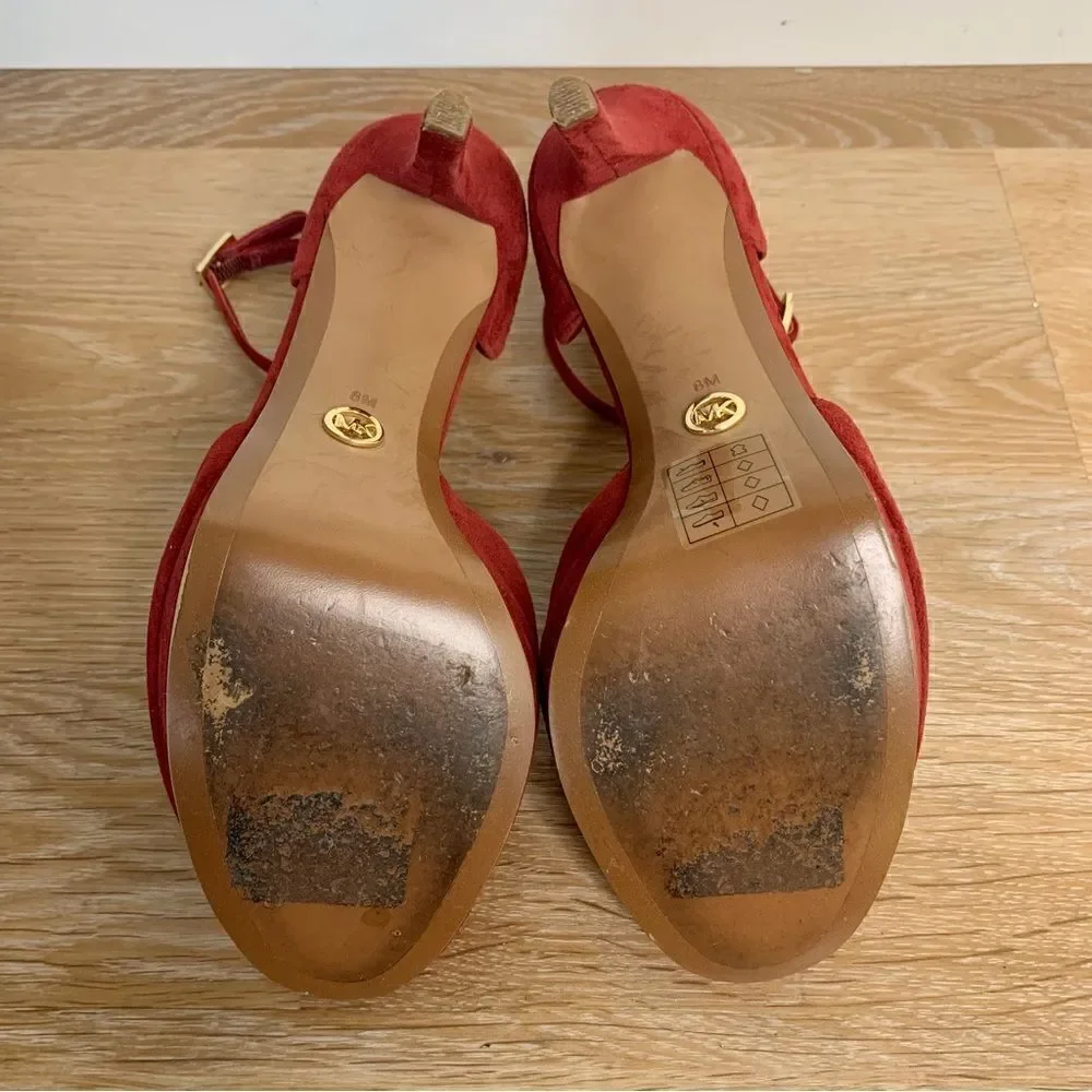 Michael Kors Bright Red Tiegan Platform Sandals, Size 8